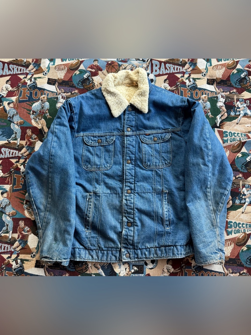 Vintage 70s Men’s Key Imperial Denim Blue Sherpa Lined Trucker Jacket